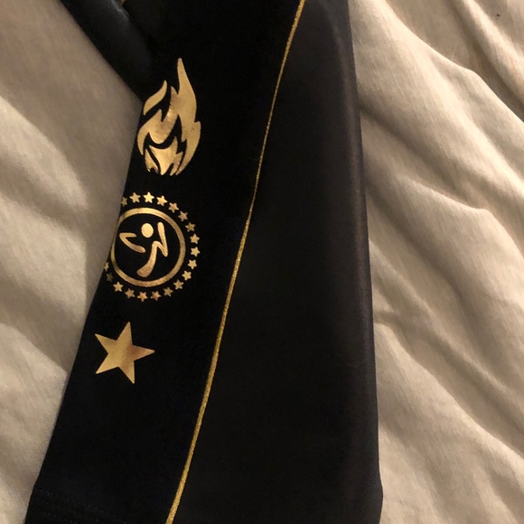 Zumba Fitness Black Leggings with Gold Trim - Picture 4 of 5
